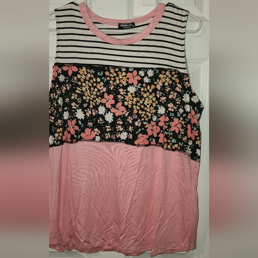 Striped and Floral Tank Top